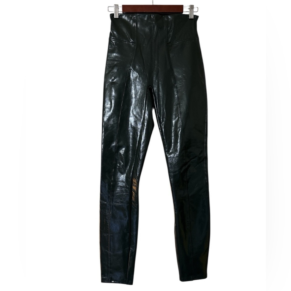 Spanx Faux Patent Leather Leggings in Green Sz. Small - Picture 8 of 9